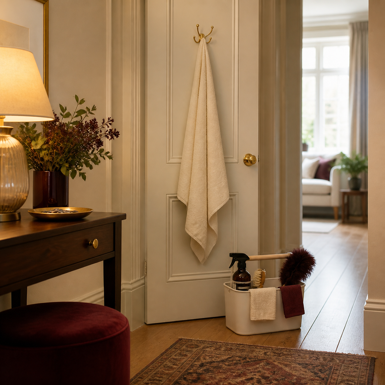 A private home prepared for a discreet presentation-led cleaning visit